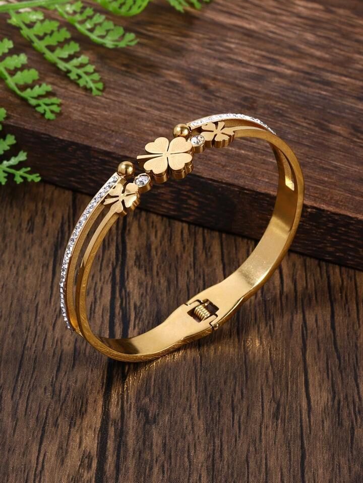 Four-Leaf Clover Bangle Bracelet