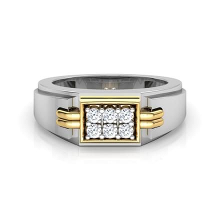 Men's Two-Tone Diamond Cluster Signet Ring