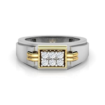 Men's Two-Tone Diamond Cluster Signet Ring