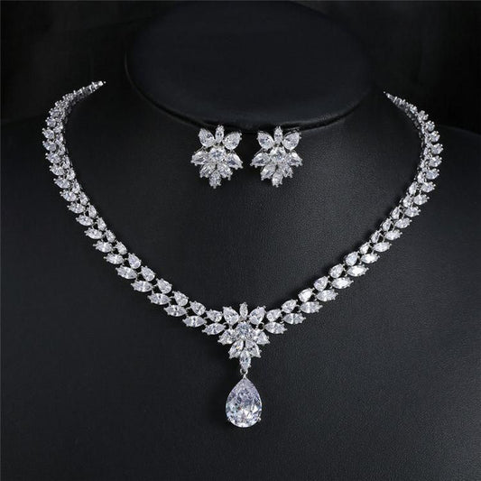 Elegant Marquise Cut Cubic Zirconia Bridal Jewelry Set