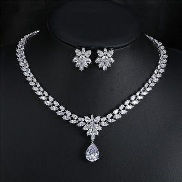 Elegant Marquise Cut Cubic Zirconia Bridal Jewelry Set