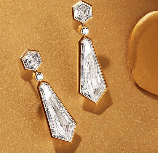 Shield-Cut Diamond Drop Earrings