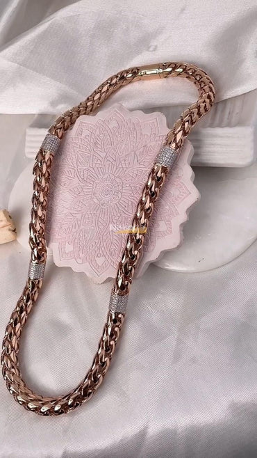 π Elegant Rose Gold & Diamond Accent Franco / Wheat Link Chain