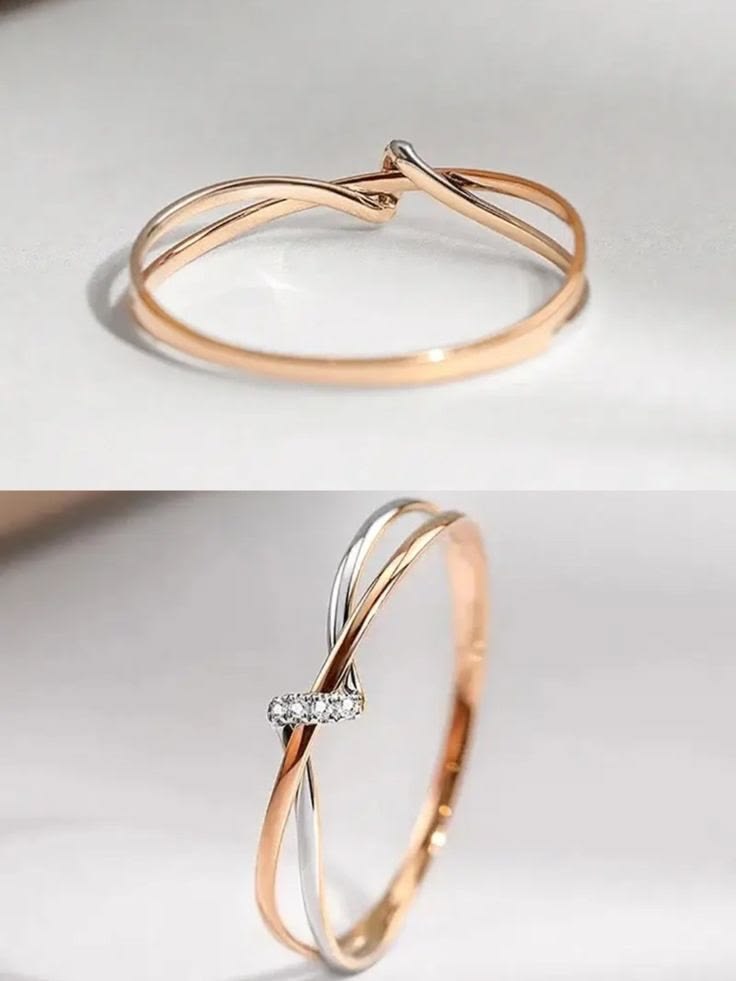 ✦ Minimalist Two-Tone Intertwined Diamond Ring ✦