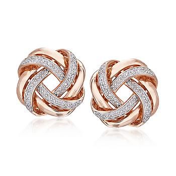 Rose Gold & Diamond Love Knot Stud Earrings