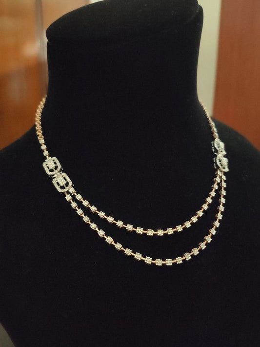 Exquisite Double-Strand Diamond Statement Necklace