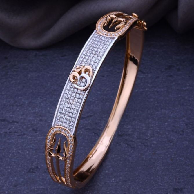 Divine Om & Trishul Dual-Tone Kada Bracelet