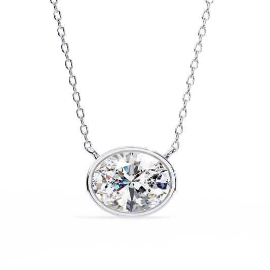 Classic Bezel-Set Oval Diamond Pendant