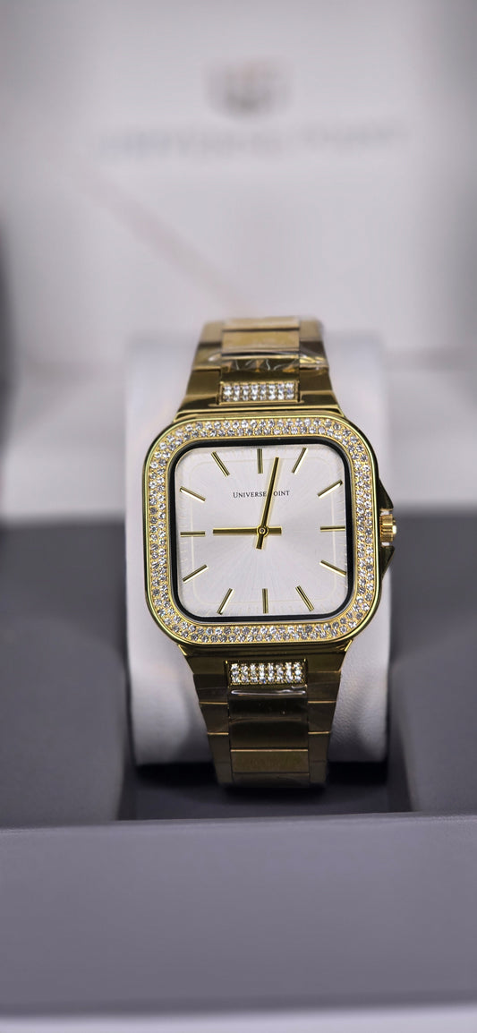 Gold Iced-Out Square Dial Watch