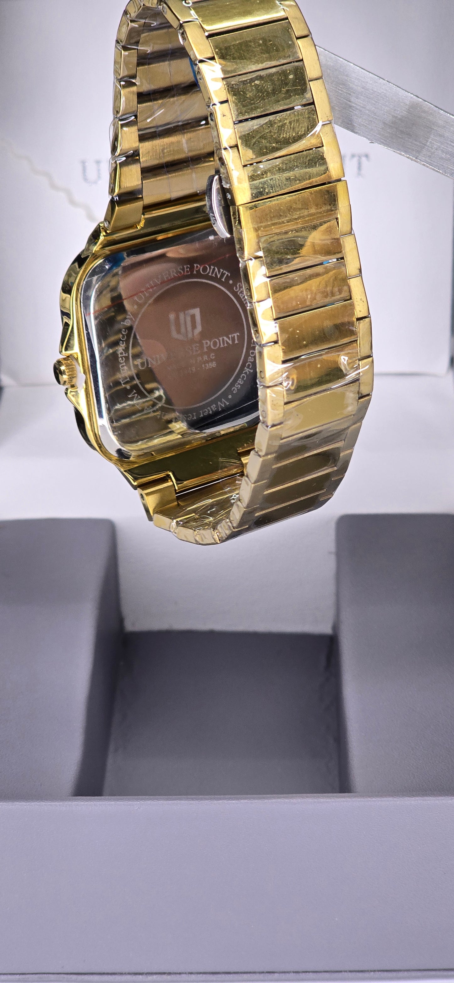 Gold Diamond-Style Square Analog Watch
