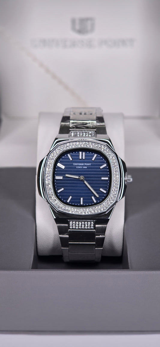 Classic Iced Bezel Blue Dial Watch