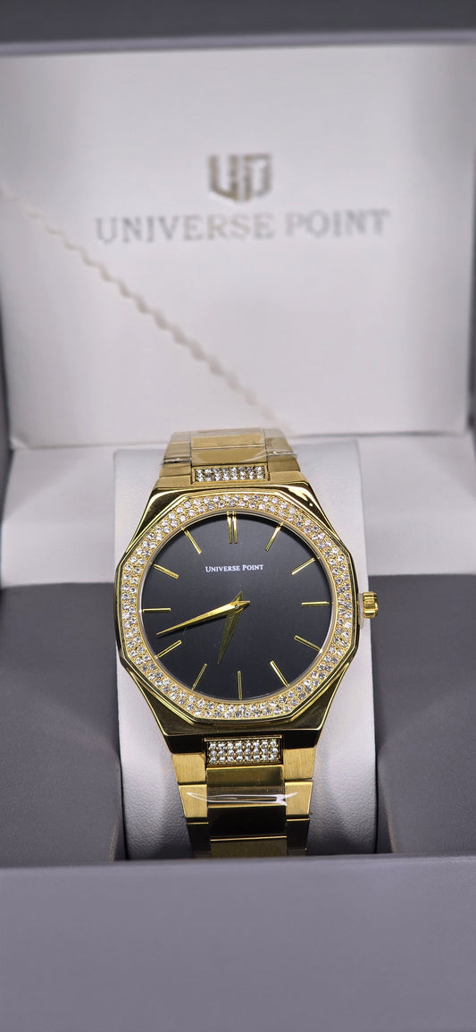 Octagonal Iced-Out Bezel & Black Minimalist Dial