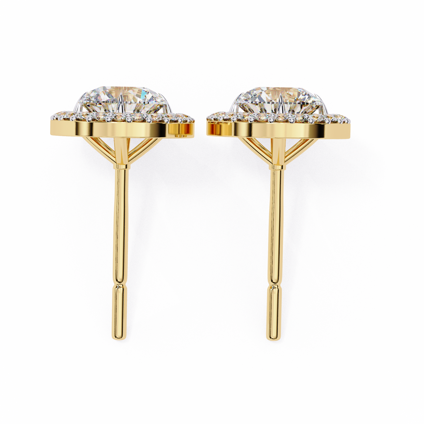 Oval Halo Diamond Stud Earrings