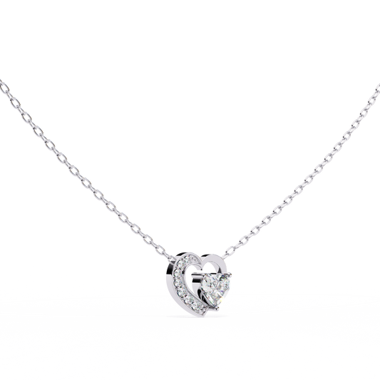 Silver Sparkling Heart Pendant Necklace