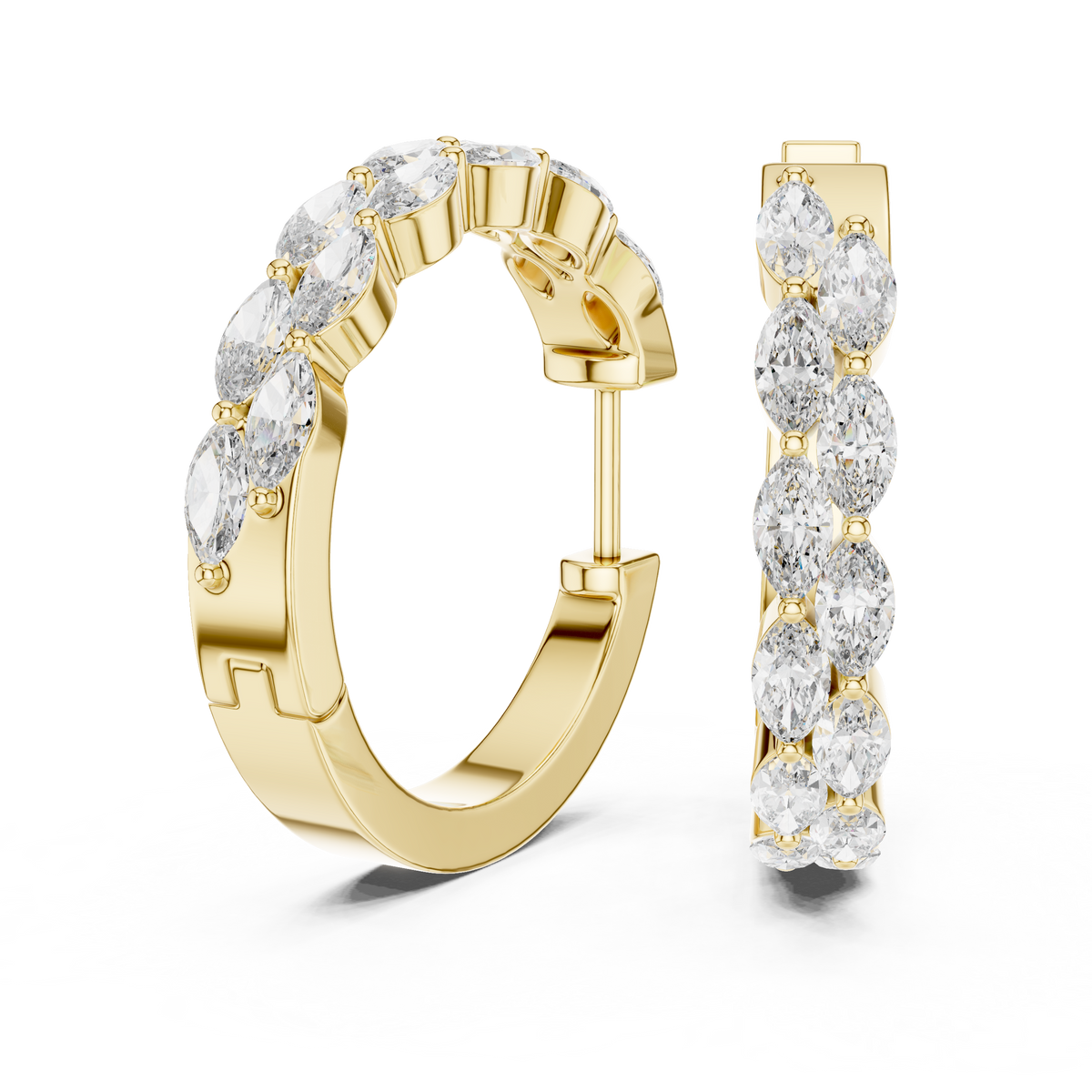 Marquise Diamond Cluster Inside-Out Hoop Earrings