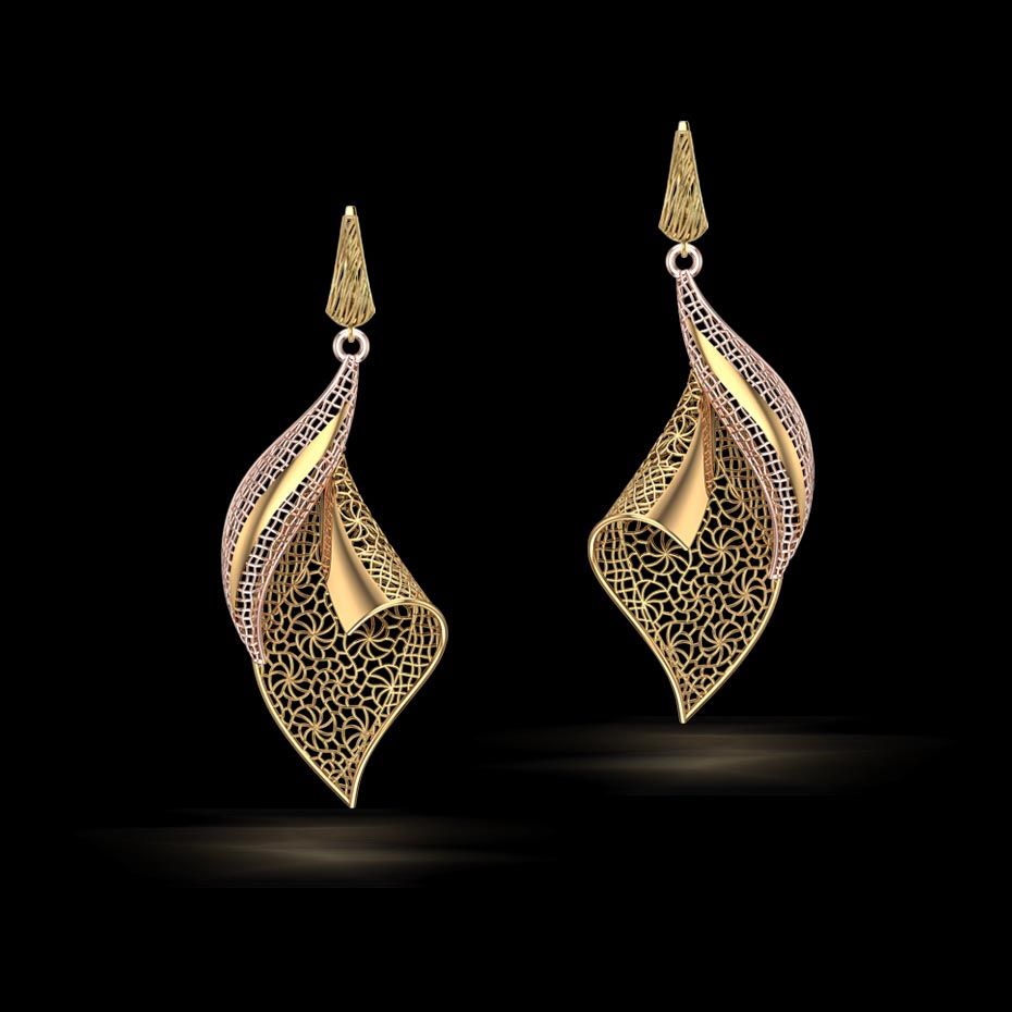 π Elegant Two-Tone Filigree Drop Earrings
