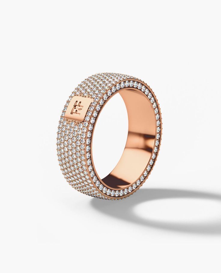 Luxury Rose Gold Pave Diamond Band Ring