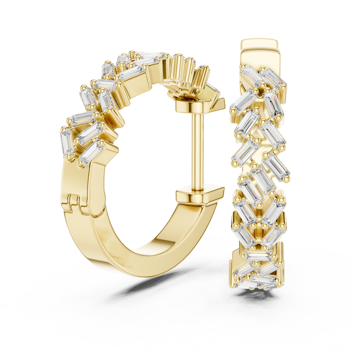Baguette Diamond Hoop Earrings