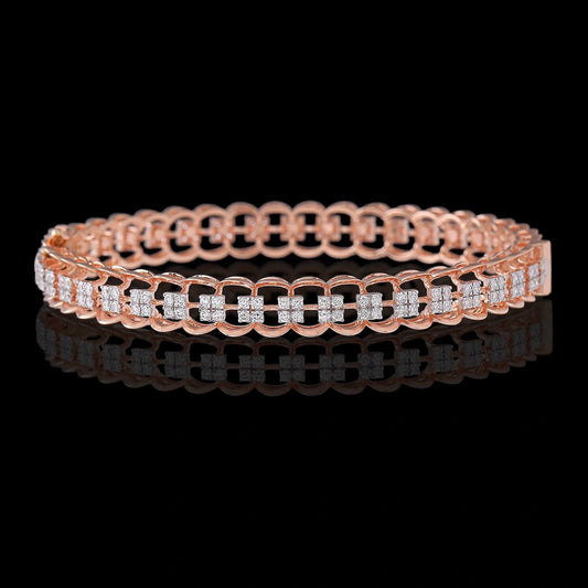 Elegant Rose Gold & Diamond Cluster Bangle