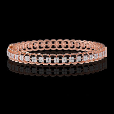 Elegant Rose Gold & Diamond Cluster Bangle