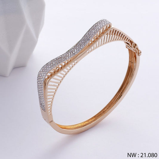 Contemporary Wave Diamond Bangle