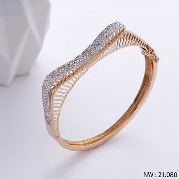 Contemporary Wave Diamond Bangle