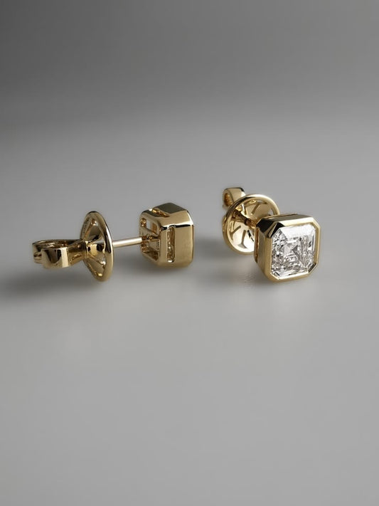bezel-set square diamond stud earrings