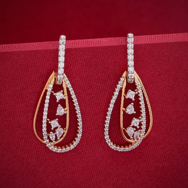 Elegant Two-Tone Mixed-Cut Tear-Drop Dangle Earrings