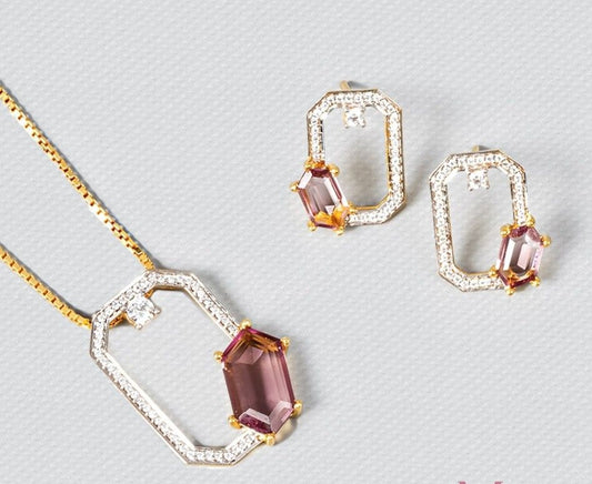 Bi-Color Tourmaline & Diamond Set