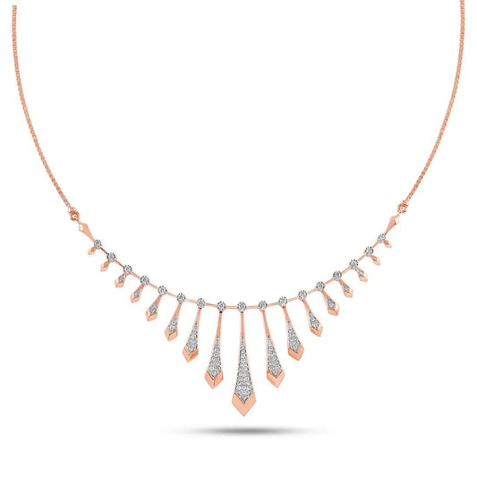 Elegant Geometric Diamond Fringe Necklace