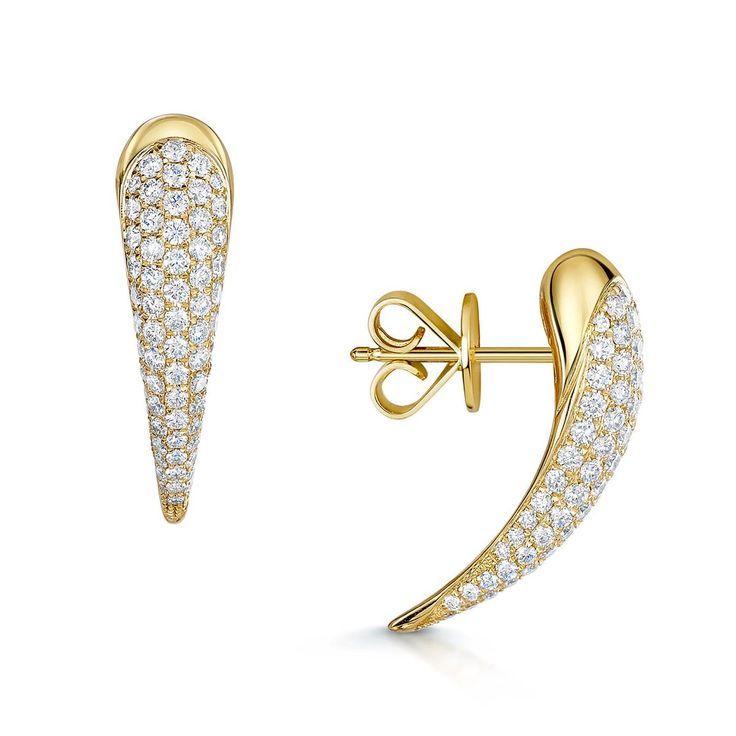 Diamond Pavé Curved Tapered Stud Earrings