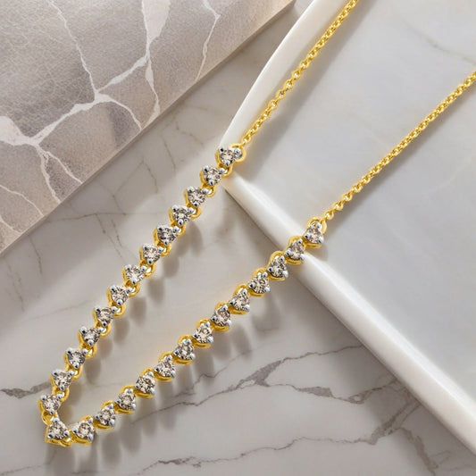 Elegant Two-Tone Diamond Line Station Necklace