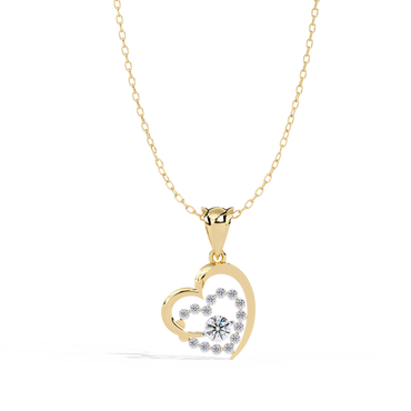 Elegant Double Heart Diamond Pendant
