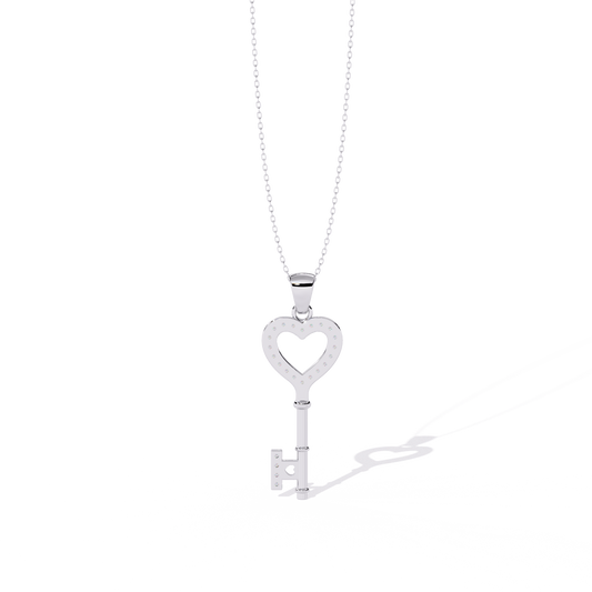Diamond Heart-Key Pendant