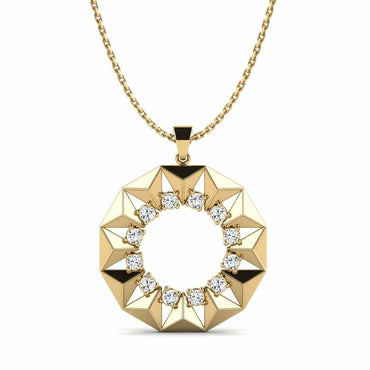 Geometric Sunburst Diamond Circle Pendant