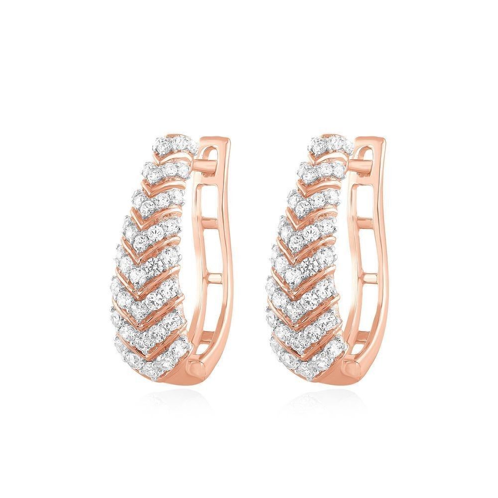 Elegant Chevron Diamond Hoop Earrings