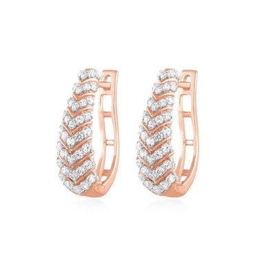 Elegant Chevron Diamond Hoop Earrings