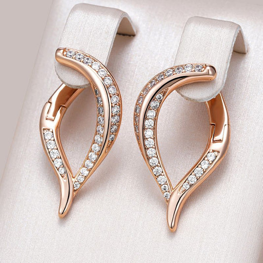Elegant Rose Gold Open Teardrop Hoop Earrings
