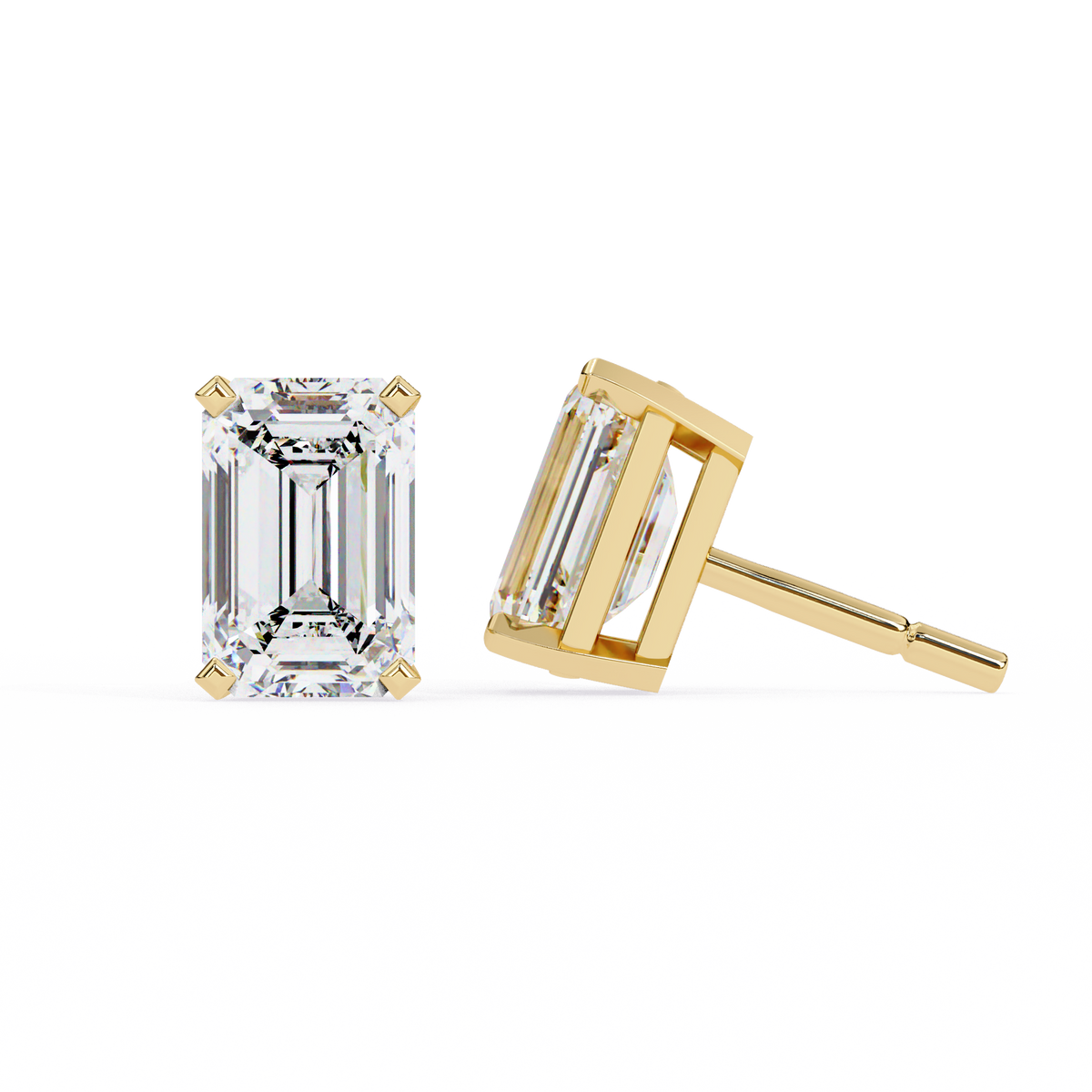 Emerald Cut Moissanite Studs