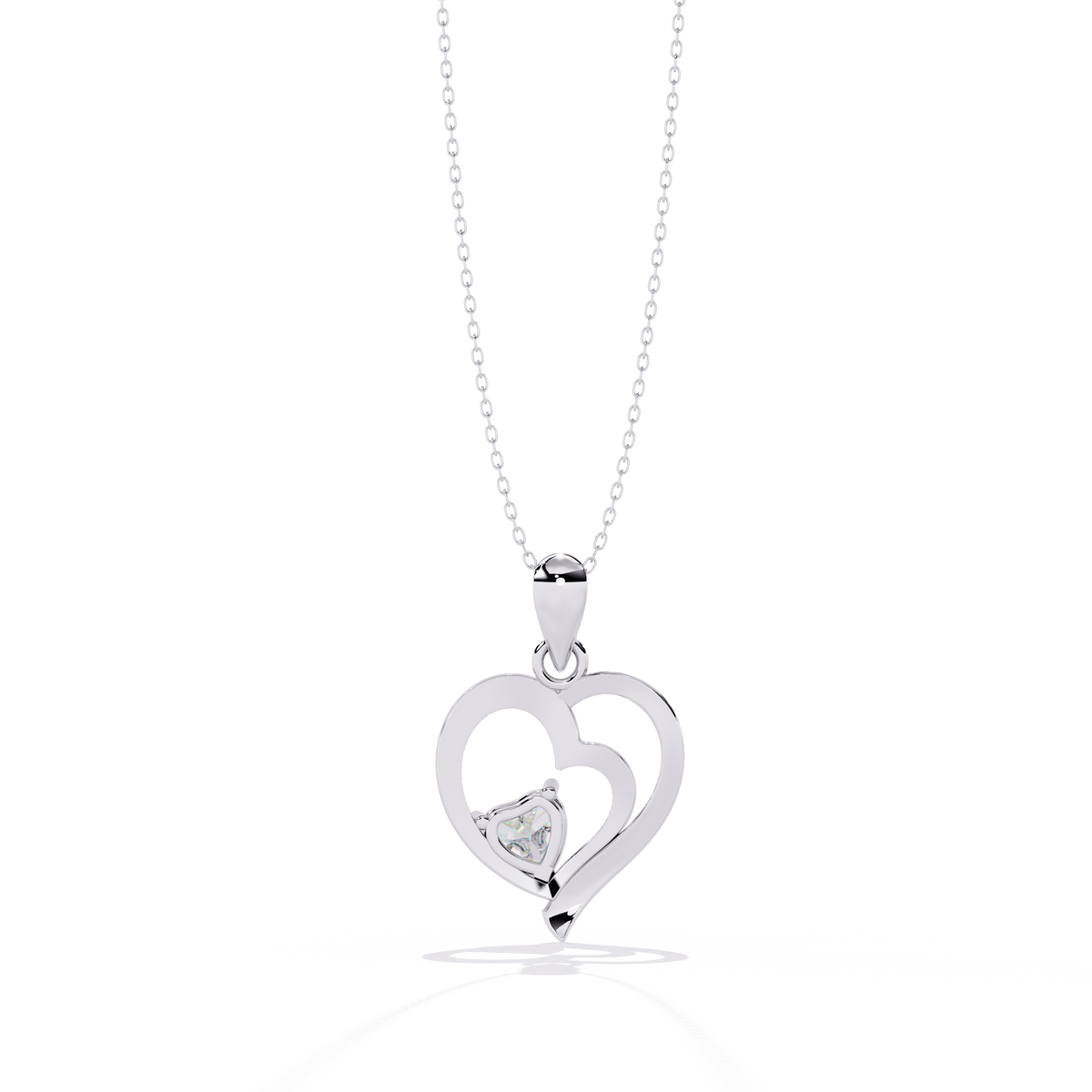 Double Heart Diamond Pendant
