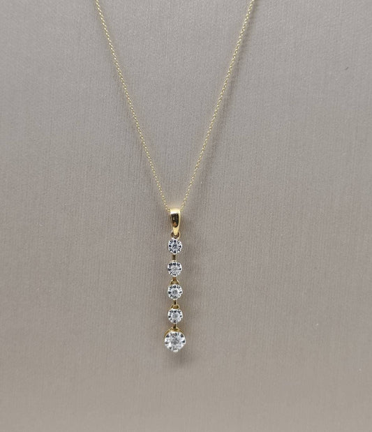 Vertical 5-Stone Diamond Drop Pendant Necklace
