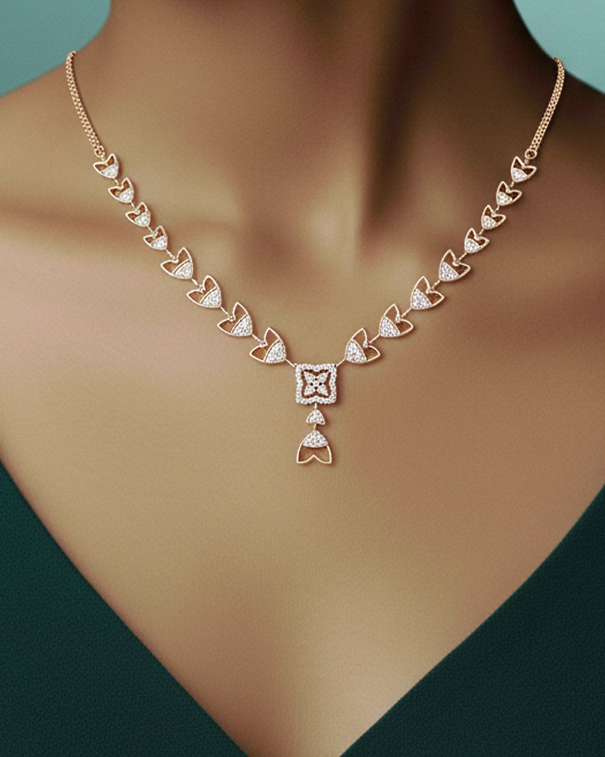 Elegant Floral Motif Diamond Necklace