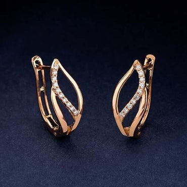 Elegant Wave Rose Gold Hoop Earrings
