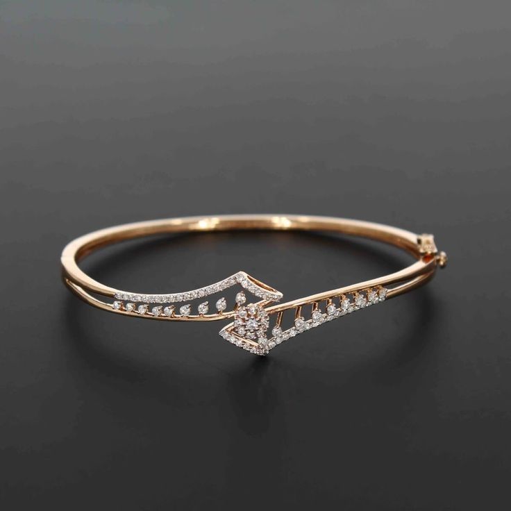 Elegant Rose Gold Diamond Bypass Bangle Bracelet