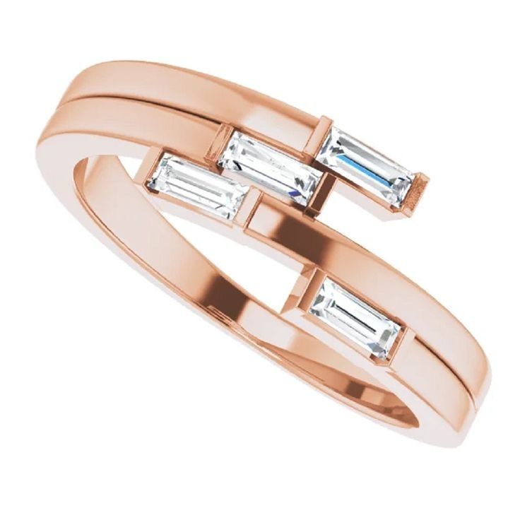 Modern Baguette Diamond Bypass Ring