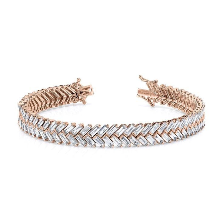 π Sparkling Herringbone Baguette Diamond Bracelet π