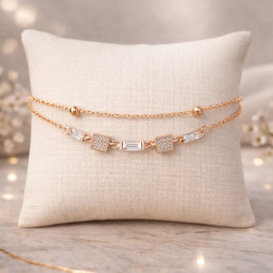 Elegant Rose Gold Double-Strand Dainty Bracelet
