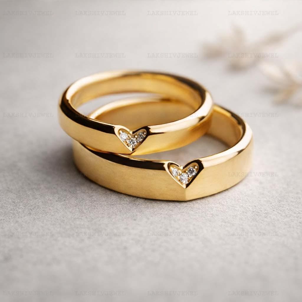 Stunning Heart-Cutout Matching Couple Rings