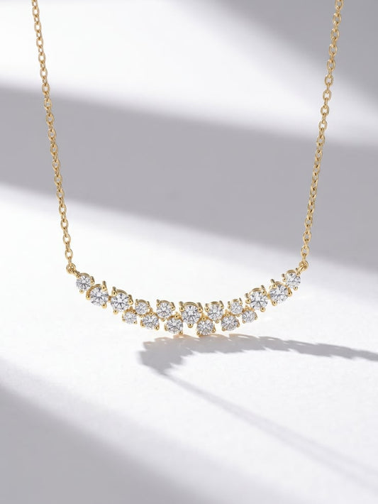 Curved Diamond Arc Necklace