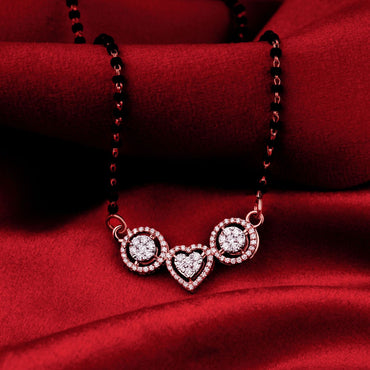 Modern Rose Gold Diamond Heart Mangalsutra